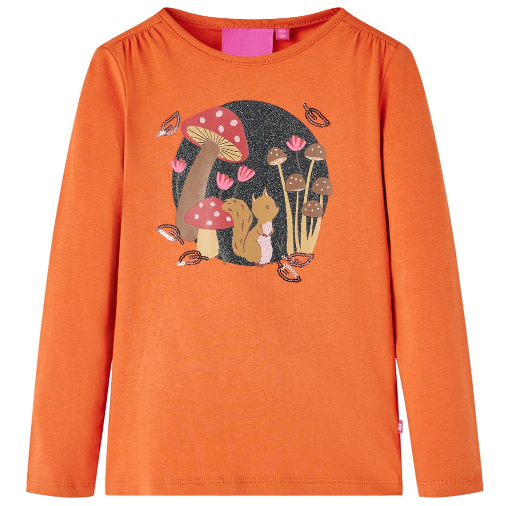 VidaXL Kindershirt mit langen Ärmeln 116 Orange-Braun