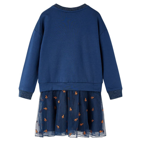 VidaXL Kinderkleid mit langen Ärmeln 92 Marineblau