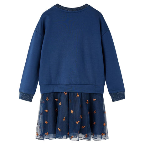 VidaXL Kinderkleid mit langen Ärmeln 104 Marineblau