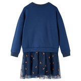 VidaXL Kinderkleid mit langen Ärmeln 128 Marineblau