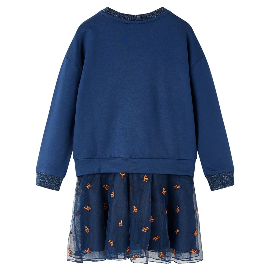 VidaXL Kinderkleid mit langen Ärmeln 140 Marineblau