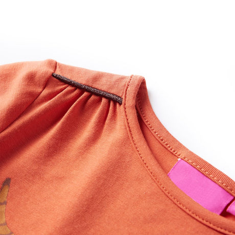 VidaXL Kindershirt mit langen Ärmeln 128 Orange-Braun