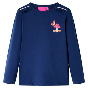 VidaXL Kindershirt mit langen Ärmeln 128 Marineblau