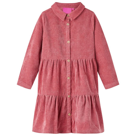 VidaXL Kinderkleid mit langen Ärmeln Cord 92 Altrosa