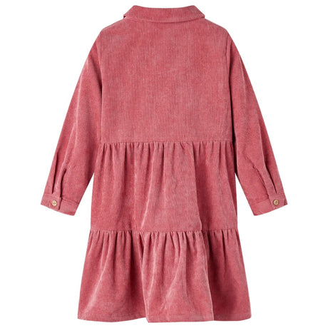 VidaXL Kinderkleid mit langen Ärmeln Cord 92 Altrosa