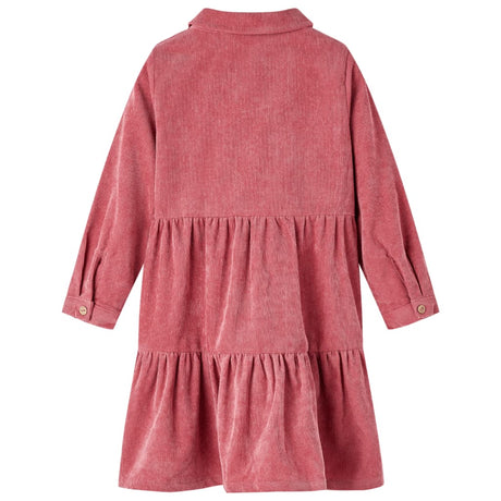 VidaXL Kinderkleid mit langen Ärmeln Cord 104 Altrosa