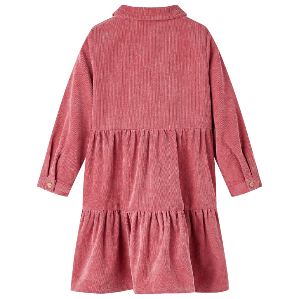 VidaXL Kinderkleid mit langen Ärmeln Cord 116 Altrosa