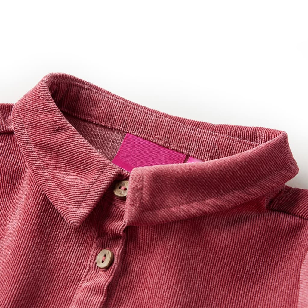 VidaXL Kinderkleid mit langen Ärmeln Cord 128 Altrosa