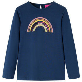 VidaXL Kindershirt mit langen Ärmeln 128 Marineblau