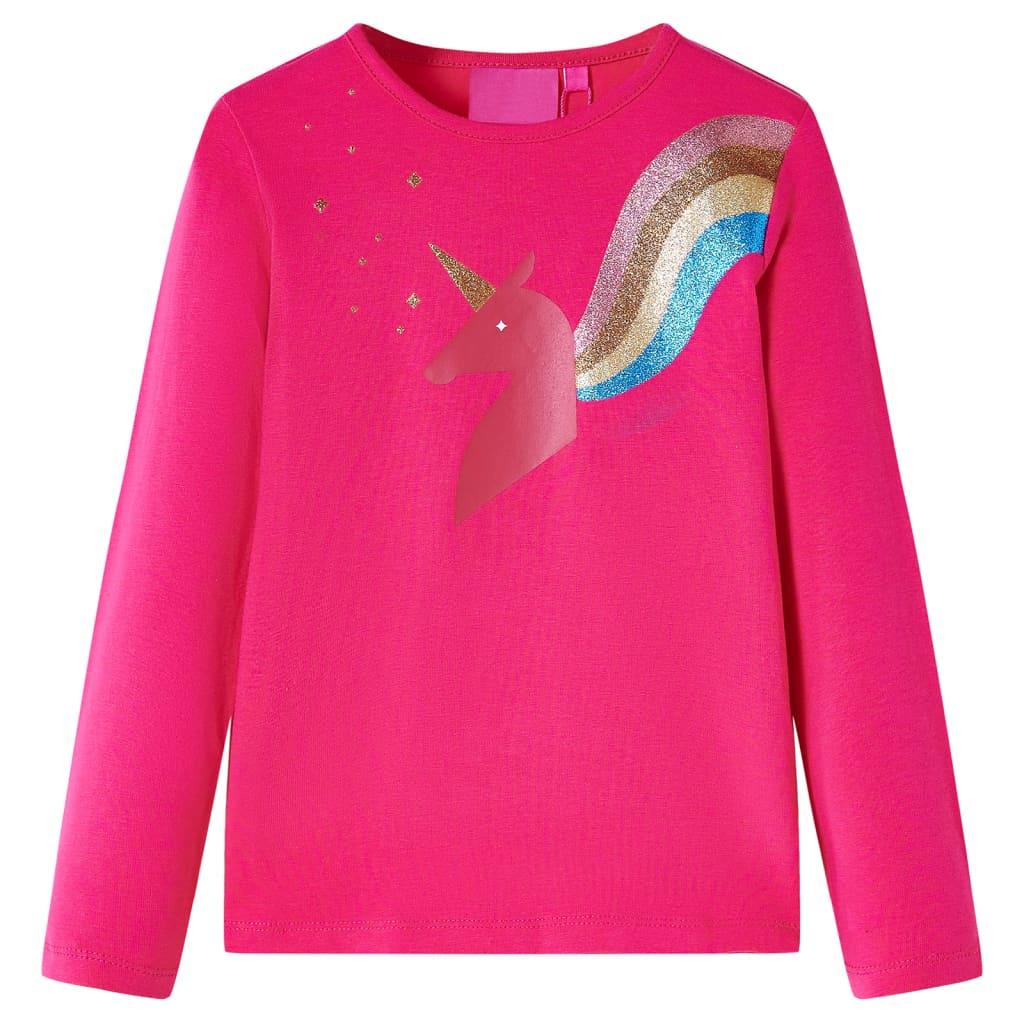 VidaXL Kindershirt mit langen Ärmeln 116 leuchtendes Rosa