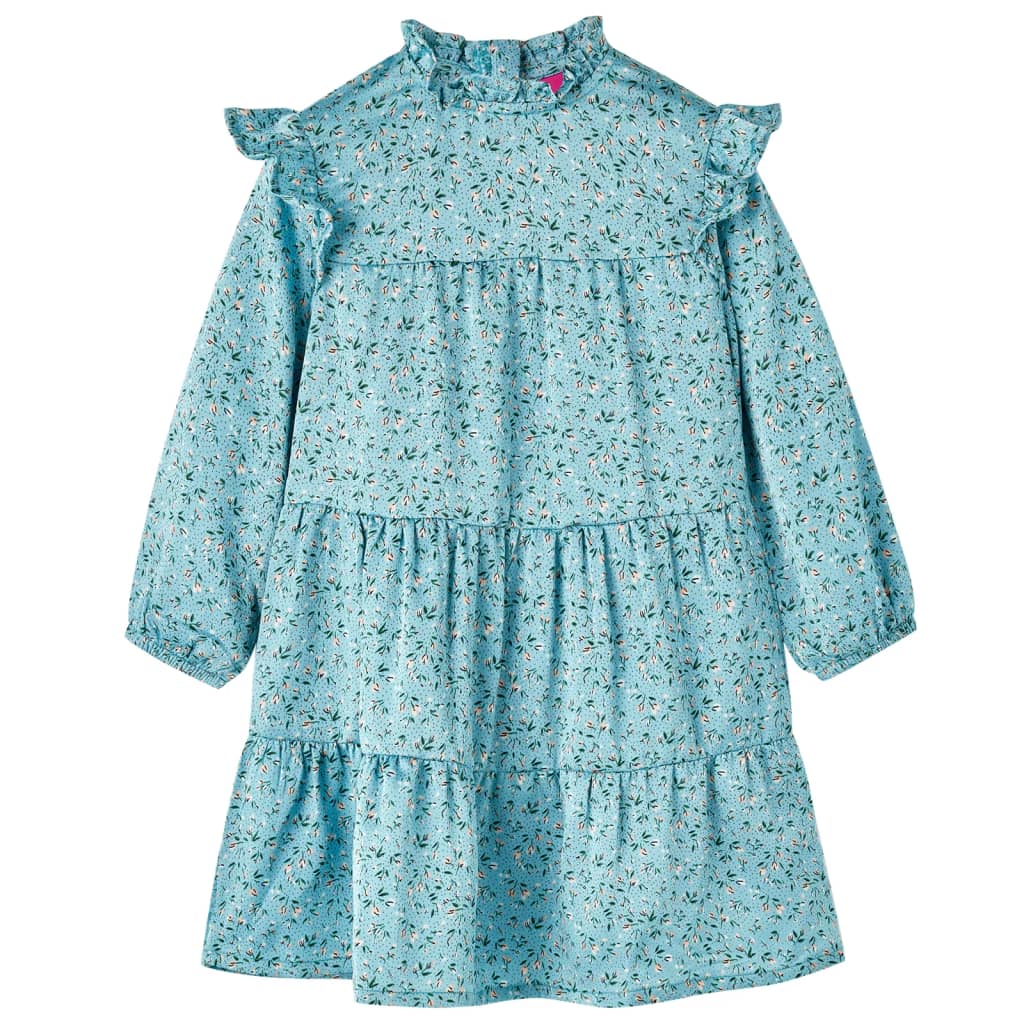 VidaXL Kinderkleid mit langen Ärmeln 128 Blau