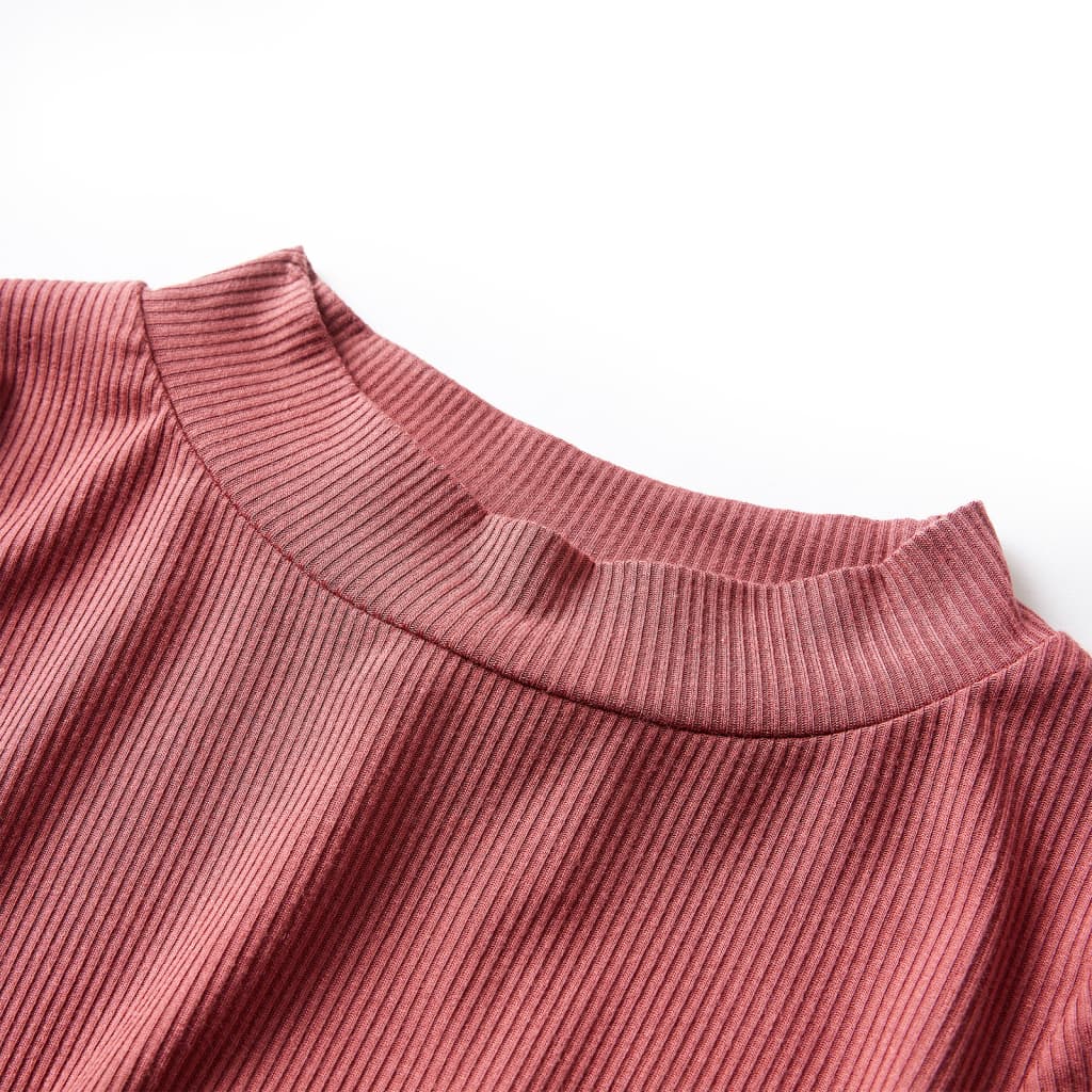 VidaXL Kindershirt mit langen Ärmeln, niedriger Rollkragen 92 Rotbraun