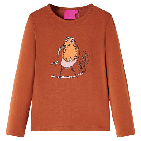 VidaXL Kindershirt mit langen Ärmeln 128 cognacfarben
