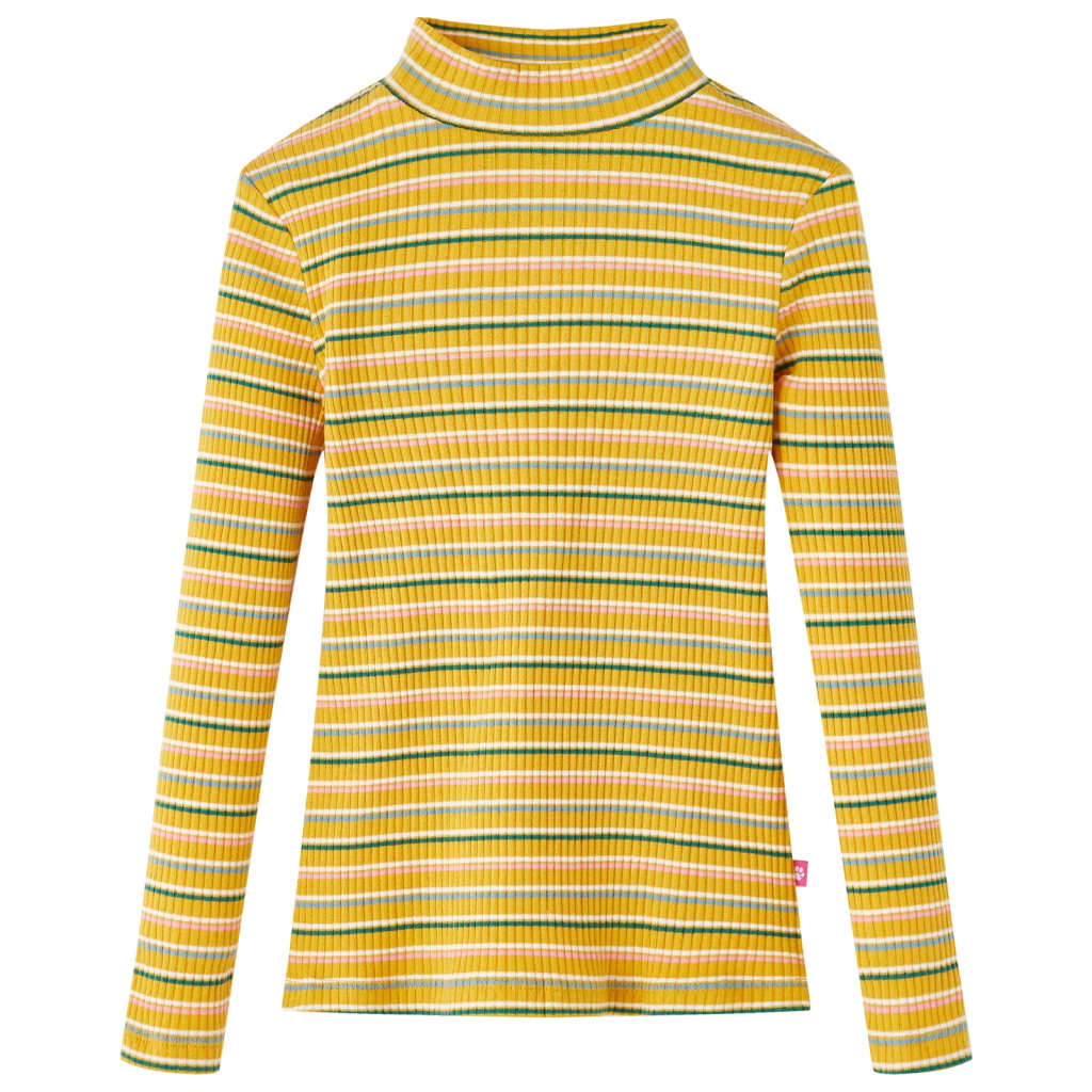 VidaXL Kindershirt mit langen Ärmeln 116 gestreift Ocker