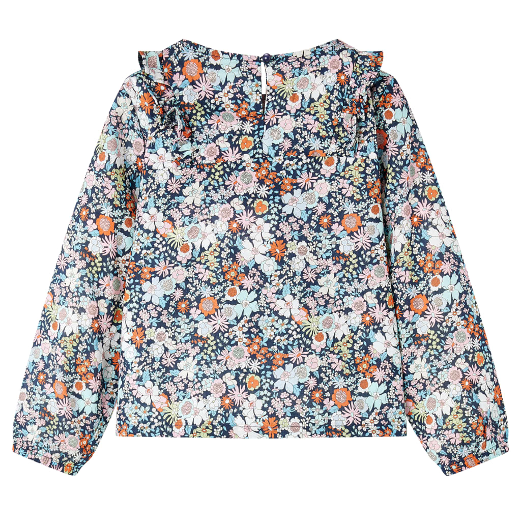 VidaXL Kindershirt mit langen Ärmeln 128 dunkelblau
