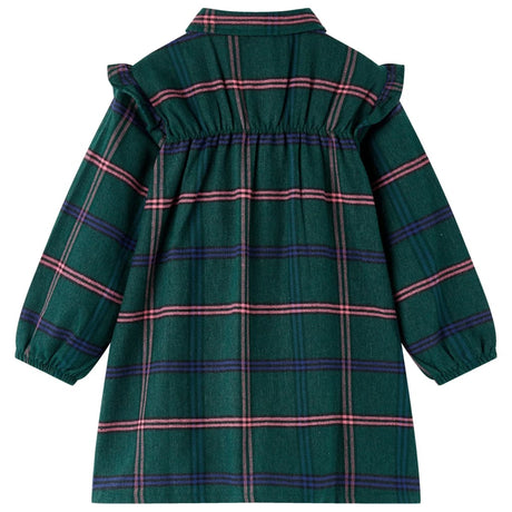 VidaXL Kinderkleid mit langen Ärmeln und Rüschen 104 Dunkelgrün