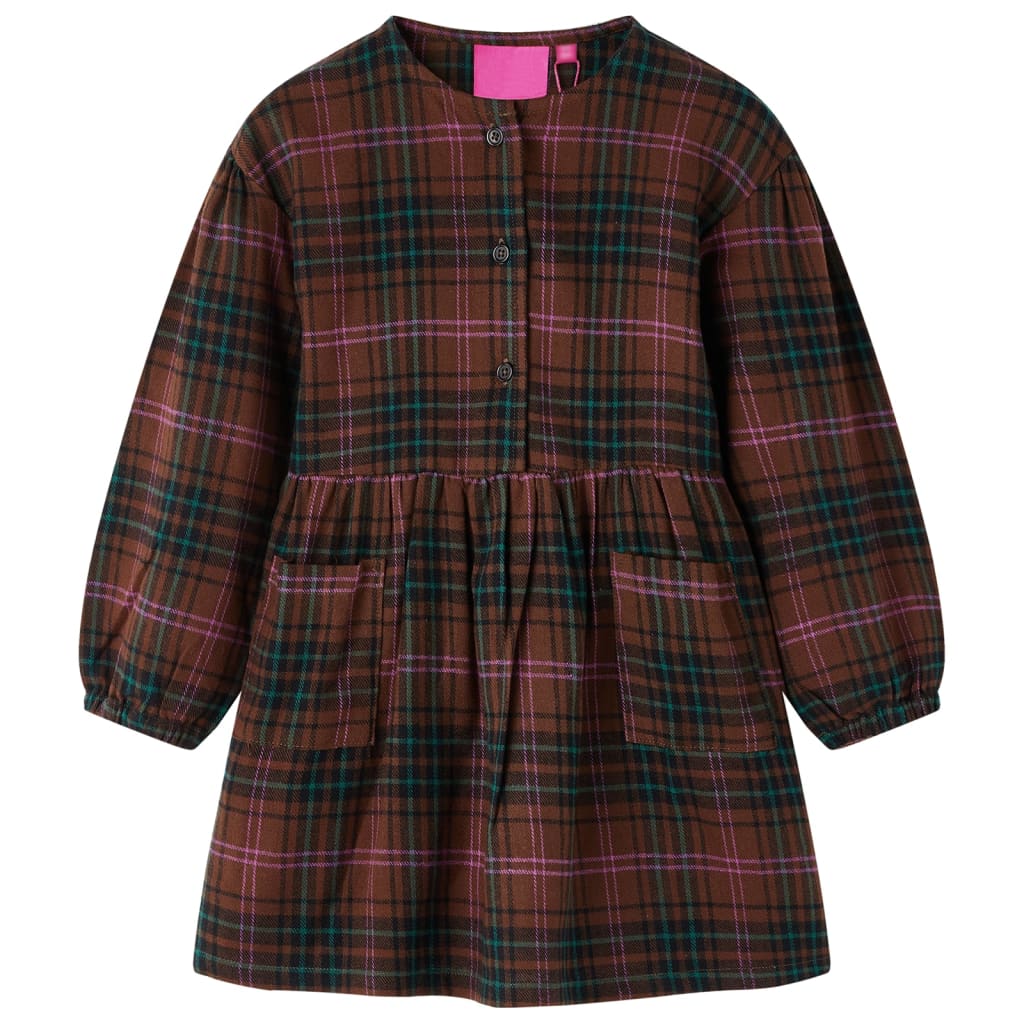 VidaXL Kinderkleid mit langen Ärmeln 104 cognacfarben