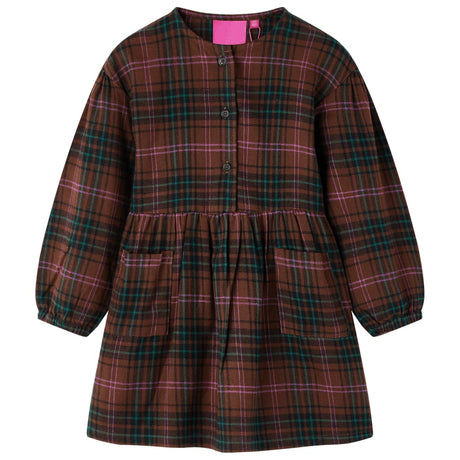 VidaXL Kinderkleid mit langen Ärmeln 128 cognacfarben