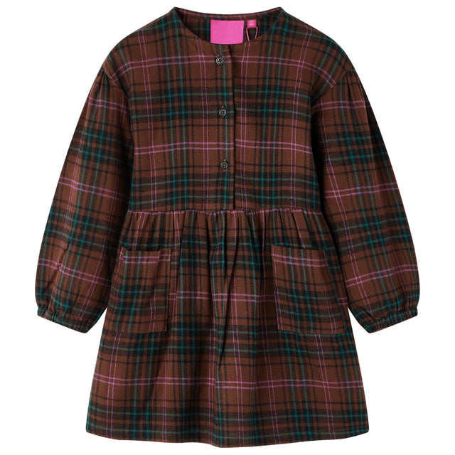 VidaXL Kinderkleid mit langen Ärmeln 140 cognacfarben