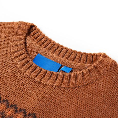 Vidaxl Kinderpullover gestrickt 104 cognacfarben