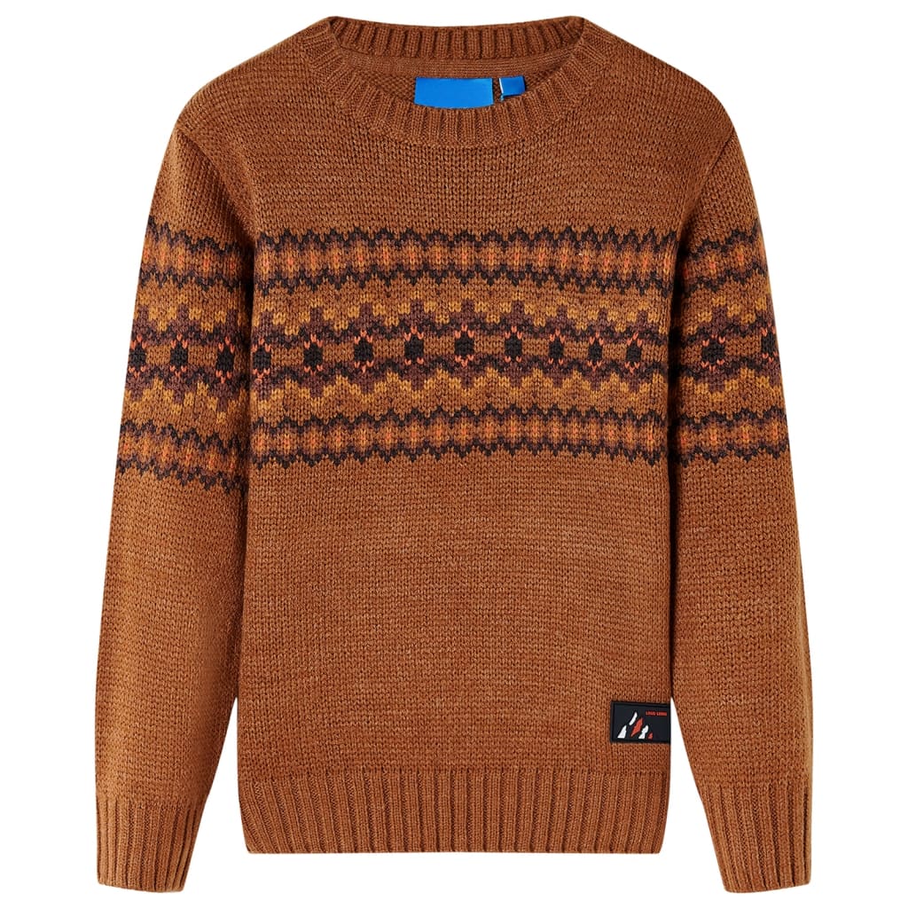 VidaXL Kinderpullover gestrickt 128 cognacfarben