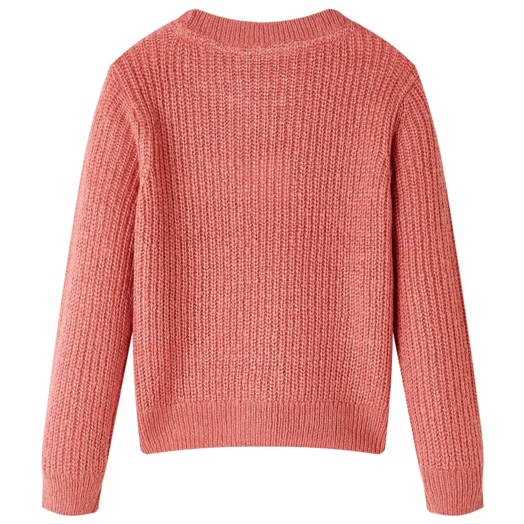 VidaXL Kinderpullover gestrickt 140 mittelrosa