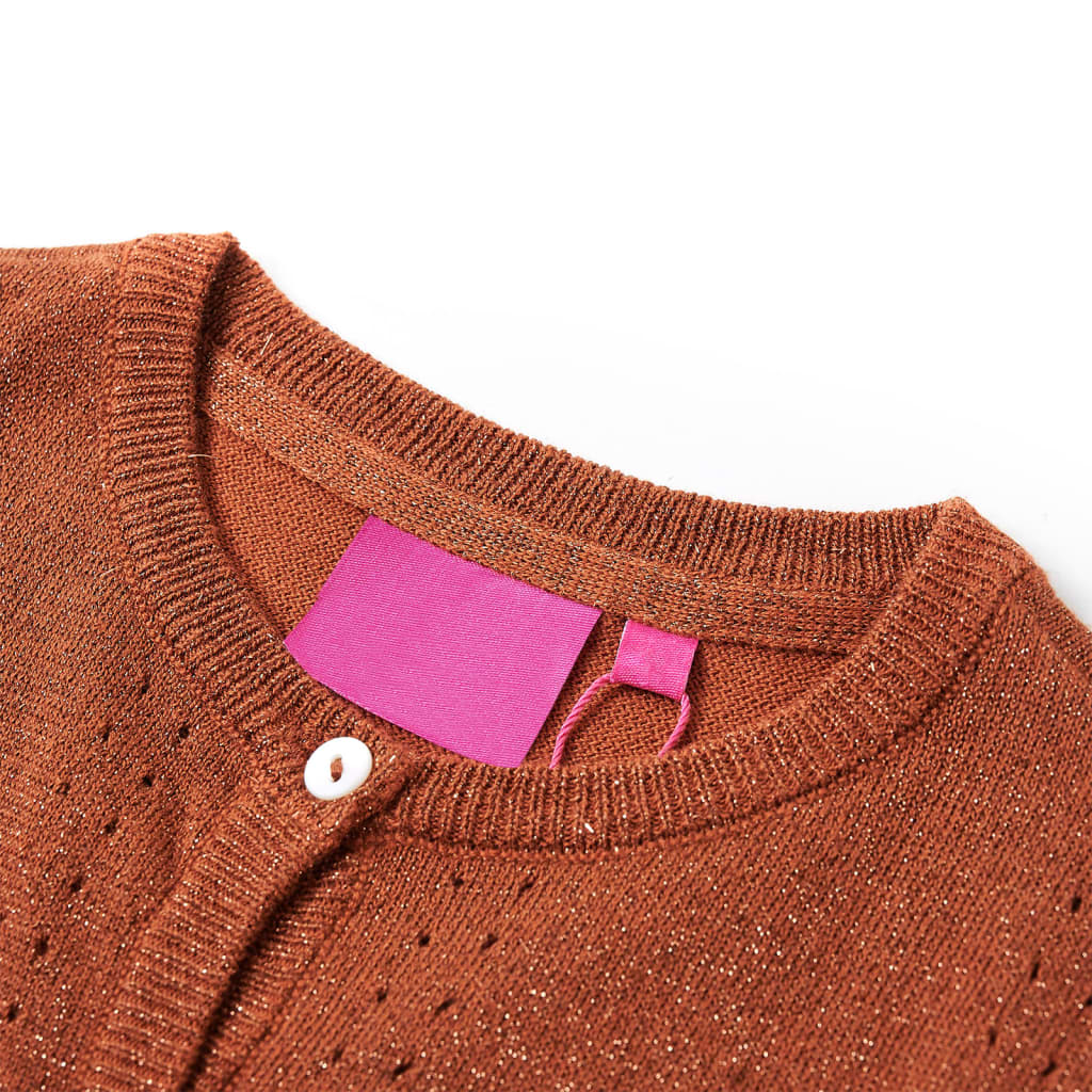 VidaXL Kinderstrickjacke 116 cognacfarben gestrickt