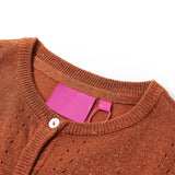 VidaXL Kinderstrickjacke 140 cognacfarben gestrickt