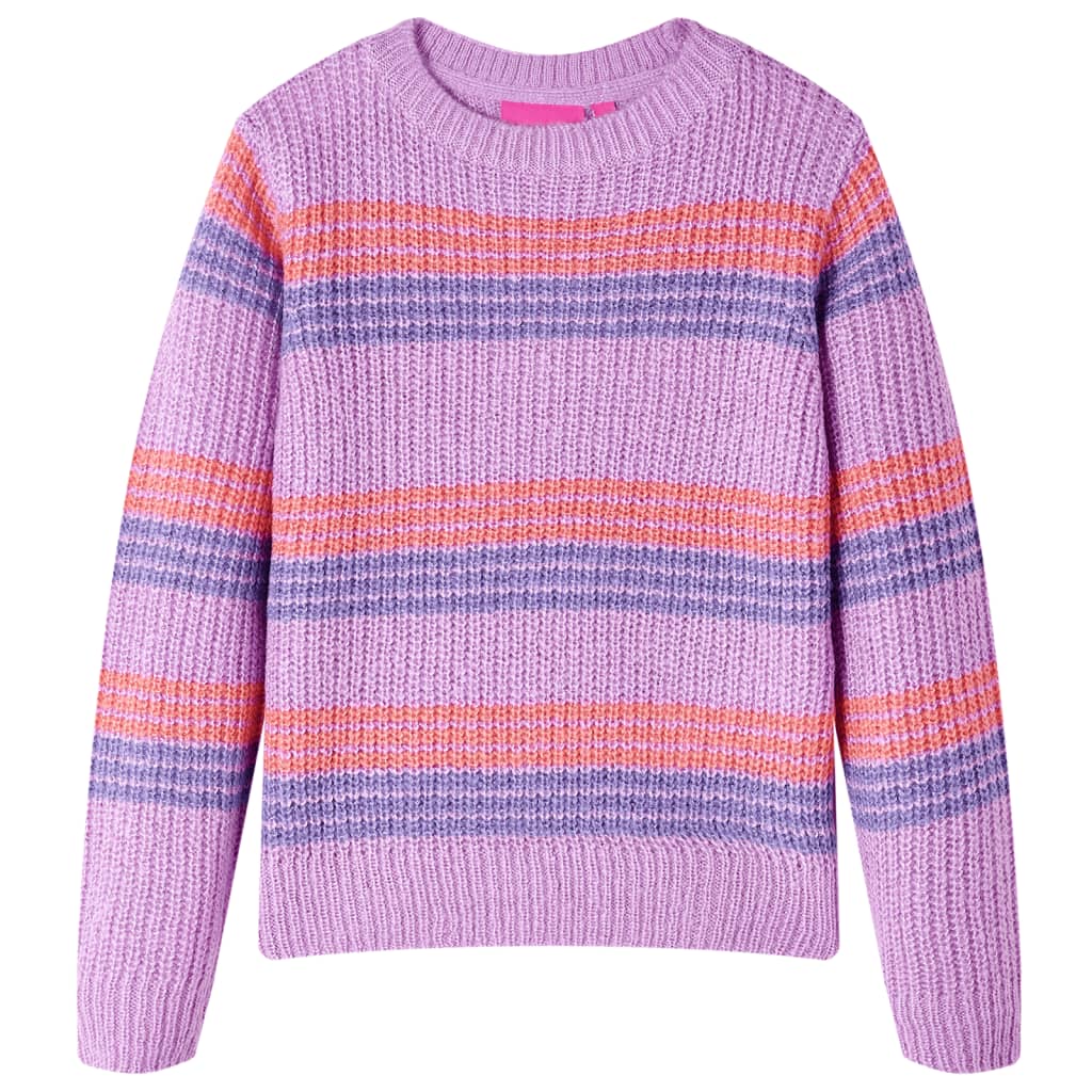 VidaXL Kinderpullover gestrickt mit Streifen 104 Flieder und Rosa