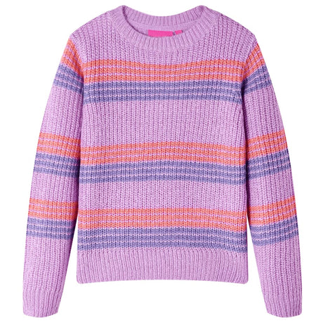 VidaXL Kinderpullover gestrickt mit Streifen 104 Flieder und Rosa