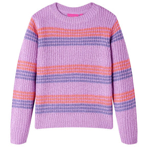 Vidaxl Kinderpullover gestrickt mit Streifen 104 Flieder und Rosa
