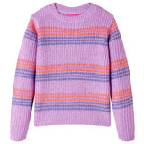 VidaXL Kinderpullover gestrickt mit Streifen 116 Flieder und Rosa