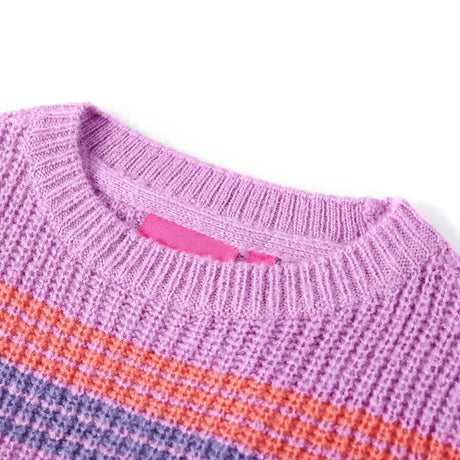 VidaXL Kinderpullover gestrickt mit Streifen 116 Flieder und Rosa