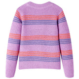 VidaXL Kinderpullover gestrickt mit Streifen 128 Flieder und Rosa