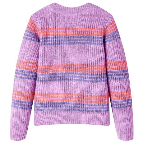 VidaXL Kinderpullover gestrickt mit Streifen 128 Flieder und Rosa