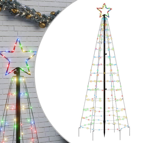 VidaXL LED-Weihnachtsbaum mit Spitzen 220 LEDs bunt 180 cm