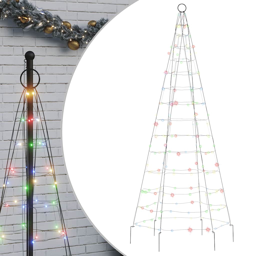 Vidaxxl LED-Weihnachtsbaum am Fahnenmast 200 LEDs bunt 180 cm