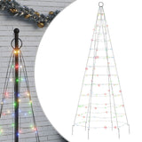 Vidaxxl LED-Weihnachtsbaum am Fahnenmast 200 LEDs bunt 180 cm