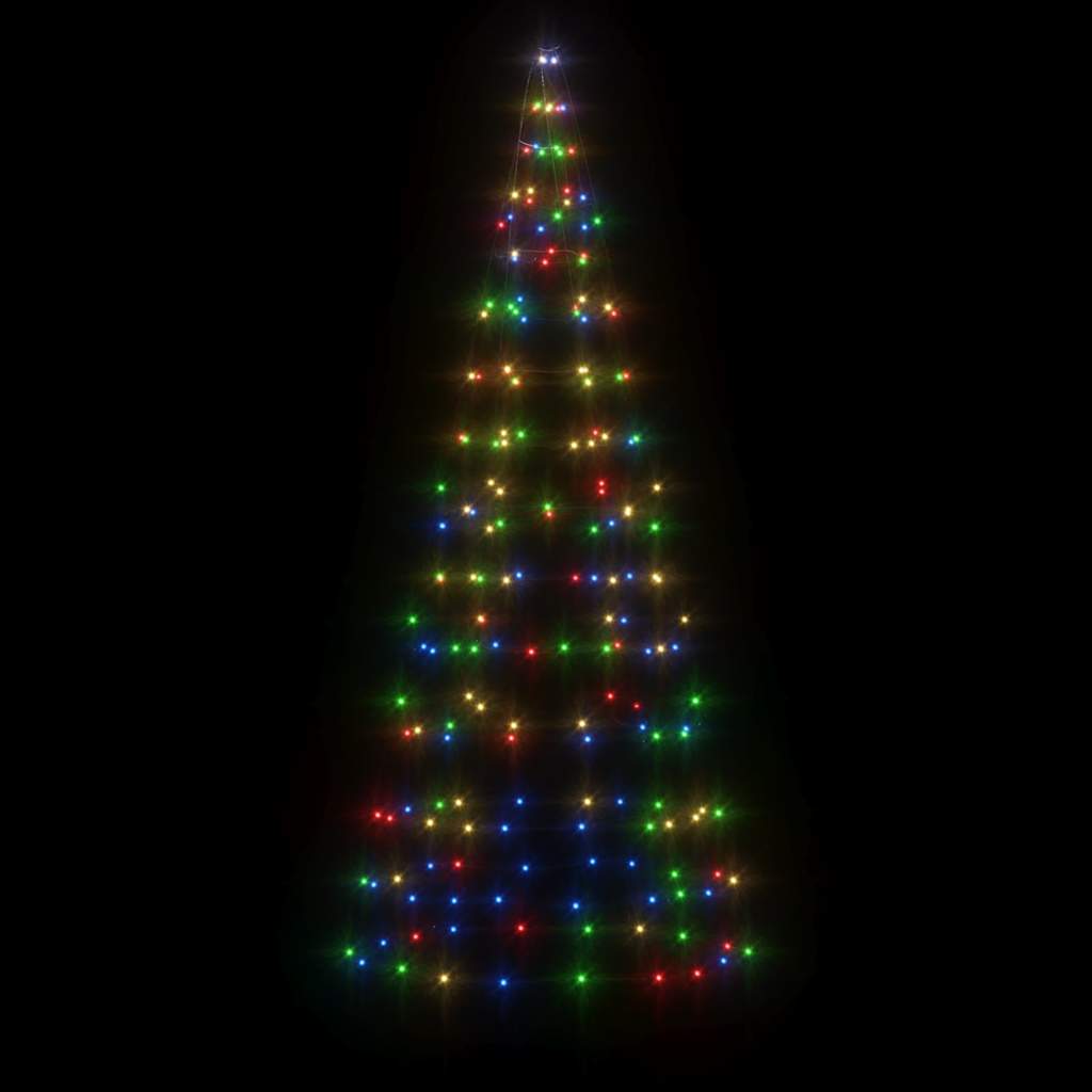 Vidaxxl LED-Weihnachtsbaum am Fahnenmast 200 LEDs bunt 180 cm