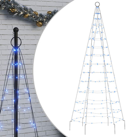 Vidaxxl LED-Weihnachtsbaum am Fahnenmast 200 LEDs 180 cm blau