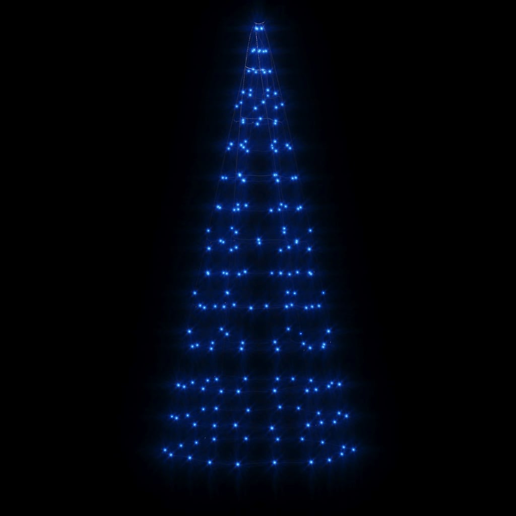 Vidaxxl LED-Weihnachtsbaum am Fahnenmast 200 LEDs 180 cm blau