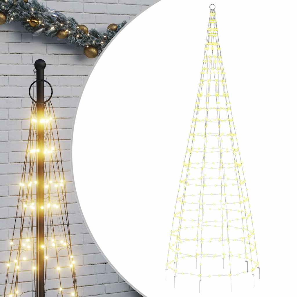 Vidaxxl LED-Weihnachtsbaum am Fahnenmast 550 LEDs warmweiß 300 cm