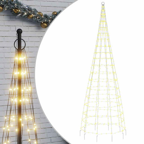 Vidaxxl LED-Weihnachtsbaum am Fahnenmast 550 LEDs warmweiß 300 cm