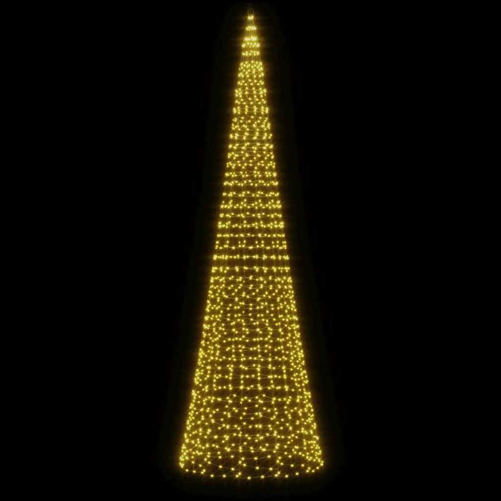 Vidaxxl LED-Weihnachtsbaum am Fahnenmast 1534 LEDs warmweiß 500 cm