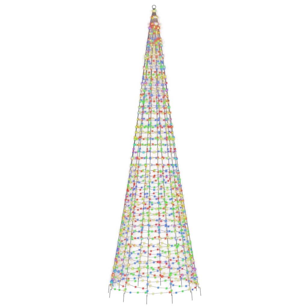 Vidaxxl LED-Weihnachtsbaum am Fahnenmast 1534 LEDs bunt 500 cm