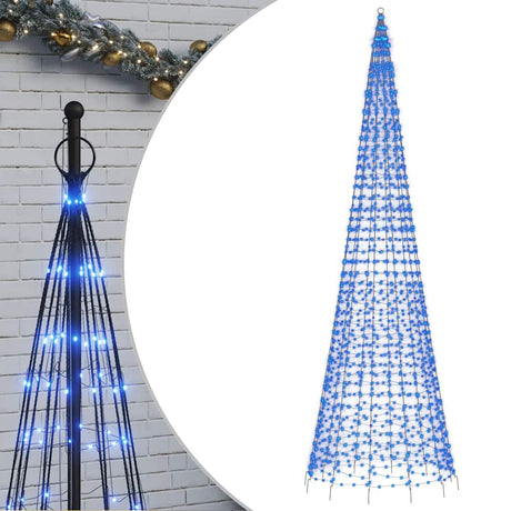 Vidaxxl LED-Weihnachtsbaum am Fahnenmast 1534 LEDs 500 cm blau
