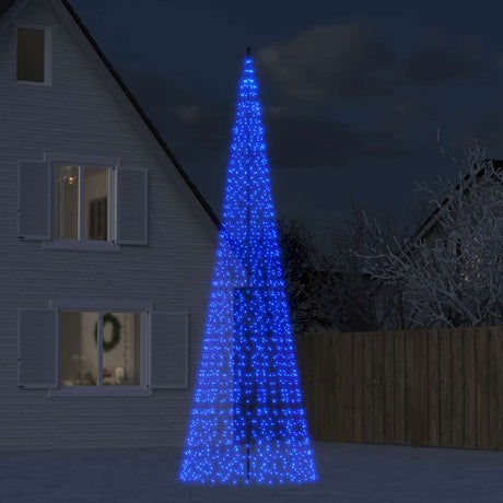 Vidaxxl LED-Weihnachtsbaum am Fahnenmast 1534 LEDs 500 cm blau