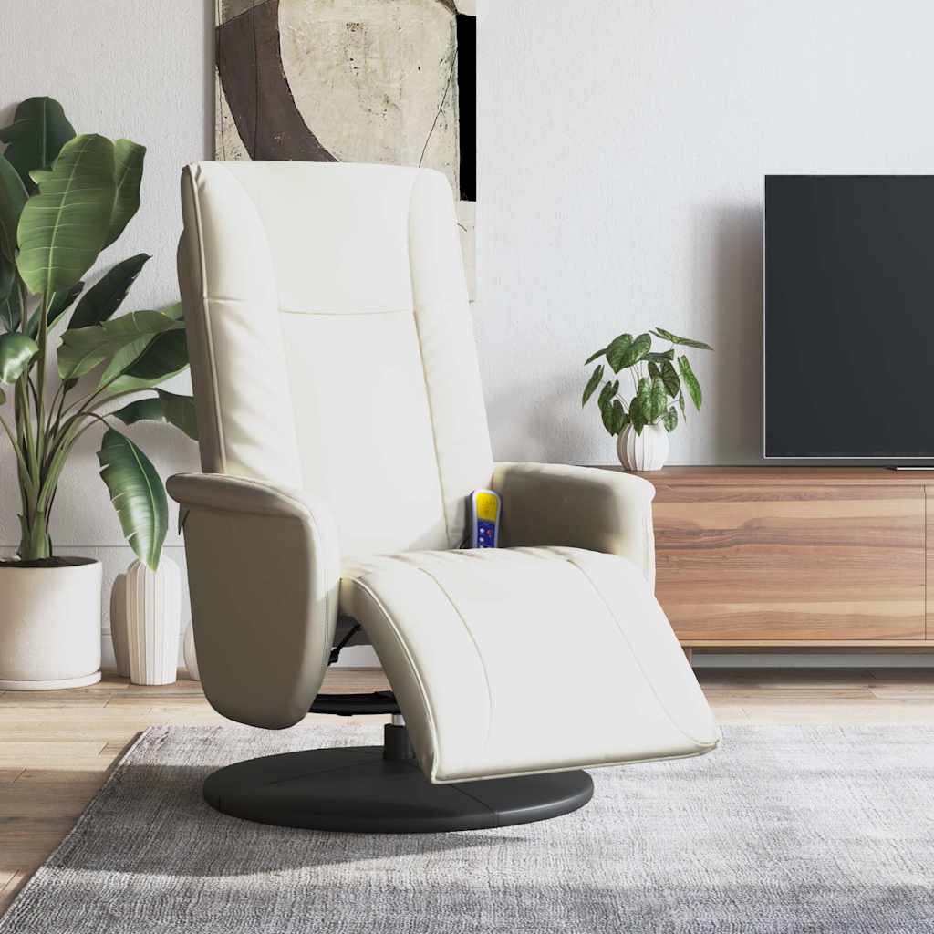 Vidaxl massagestoel verstelbaar met voetensteun kunstleer crèmekleurig