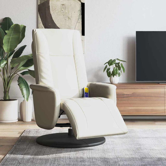 Vidaxl massagestoel verstelbaar met voetensteun kunstleer crèmekleurig