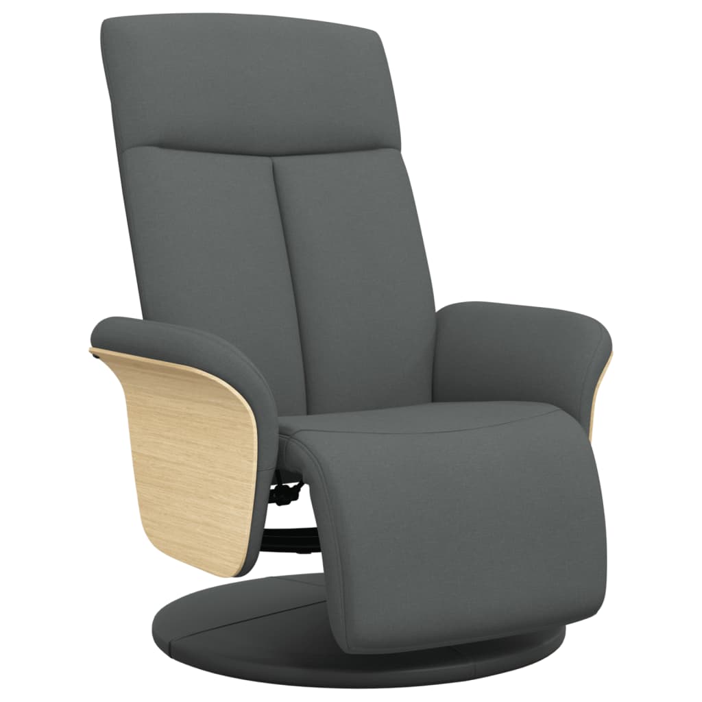 Vidaxl fauteuil verstelbaar met voetensteun stof donkergrijs